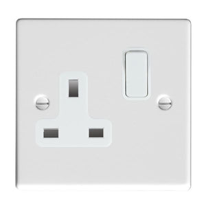 Hamilton 70SS1WH-W Hartland Gloss White 1 gang 13A Double Pole Switched Socket White/White Insert