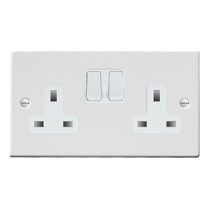 Hamilton 70SS2WH-W Hartland Gloss White 2 gang 13A Double Pole Switched Socket White/White Insert