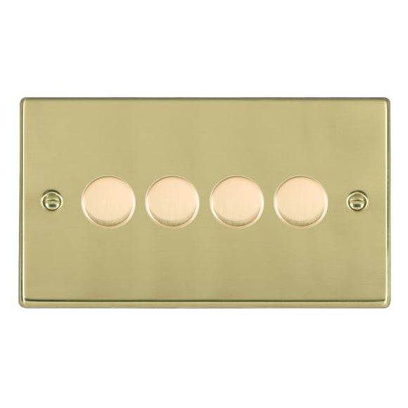 Hamilton 714X40 Hartland Polished Brass 4x400W Resistive Leading Edge Push On-Off Rotary 2 Way Switching Dimmers max 300W per gang Polished Brass Insert