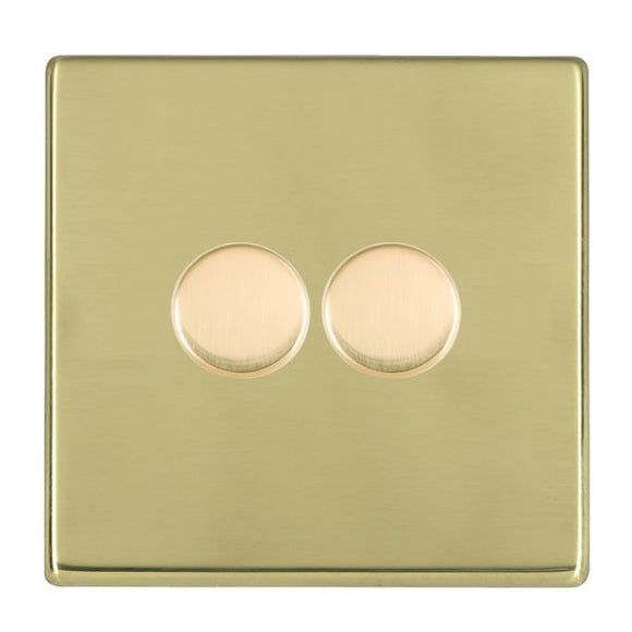 Hamilton 71C2X40 Hartland CFX Polished Brass 2x400W Resistive Leading Edge Push On-Off Rotary 2 Way Switching Dimmers max 300W per gang Polished Brass Insert