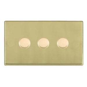 Hamilton 71C3X40 Hartland CFX Polished Brass 3x400W Resistive Leading Edge Push On-Off Rotary 2 Way Switching Dimmers Polished Brass Insert