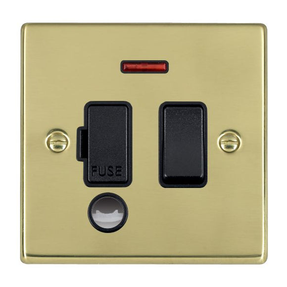 Hamilton 71SPNCBL-B Hartland Polished Brass 1 gang 13A Double Pole Fused Spur and Neon and Cable Outlet Black/Black Insert