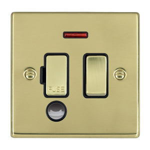 Hamilton 71SPNCPB-B Hartland Polished Brass 1 gang 13A Double Pole Fused Spur and Neon and Cable Outlet Polished Brass/Black Insert