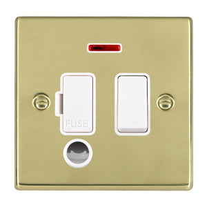 Hamilton 71SPNCWH-W Hartland Polished Brass 1 gang 13A Double Pole Fused Spur and Neon and Cable Outlet White/White Insert