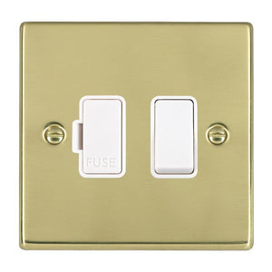 Hamilton 71SPWH-W Hartland Polished Brass 1 gang 13A Double Pole Fused Spur White/White Insert