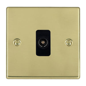 Hamilton 71TVB Hartland Polished Brass 1 gang Non-Isolated Television 1in/1out Black Insert