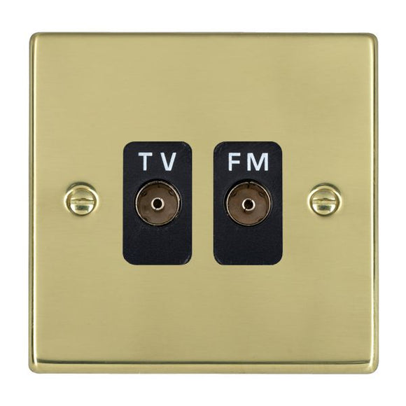 Hamilton 71TVFMB Hartland Polished Brass Isolated TV/FM Diplexer 1in/2out Black Insert