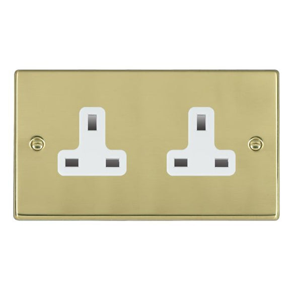 Hamilton 71US99W Hartland Polished Brass 2 gang 13A Unswitched Socket White Insert