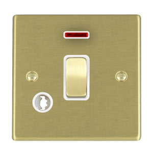 Hamilton 72DPNCSB-W Hartland Satin Brass 1 gang 20AX Double Pole Rocker and Neon and Cable Outlet Satin Brass/White Insert