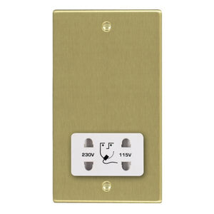 Hamilton 72SHSW Hartland Satin Brass Shaver Dual Voltage Unswitched Socket (Vertically Mounted) White Insert