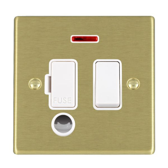 Hamilton 72SPNCWH-W Hartland Satin Brass 1 gang 13A Double Pole Fused Spur and Neon and Cable Outlet White/White Insert