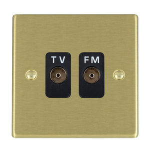 Hamilton 72TVFMB Hartland Satin Brass Isolated TV/FM Diplexer 1in/2out Black Insert