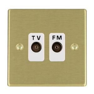 Hamilton 72TVFMW Hartland Satin Brass Isolated TV/FM Diplexer 1in/2out White Insert