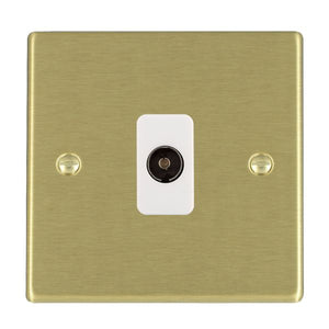 Hamilton 72TVW Hartland Satin Brass 1 gang Non-Isolated Television 1in/1out White Insert