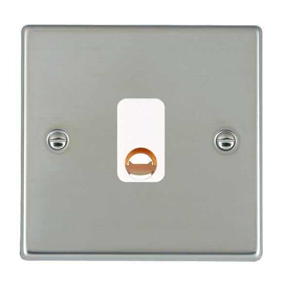 Hamilton 73COW Hartland Bright Steel 1 gang 20A Cable Outlet White Insert