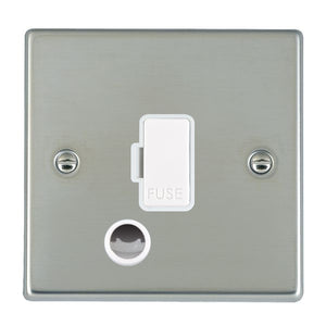 Hamilton 73FOCWH-W Hartland Bright Steel 1 gang 13A Fuse and Cable Outlet White/White Insert
