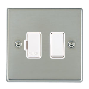 Hamilton 73SPWH-W Hartland Bright Steel 1 gang 13A Double Pole Fused Spur White/White Insert