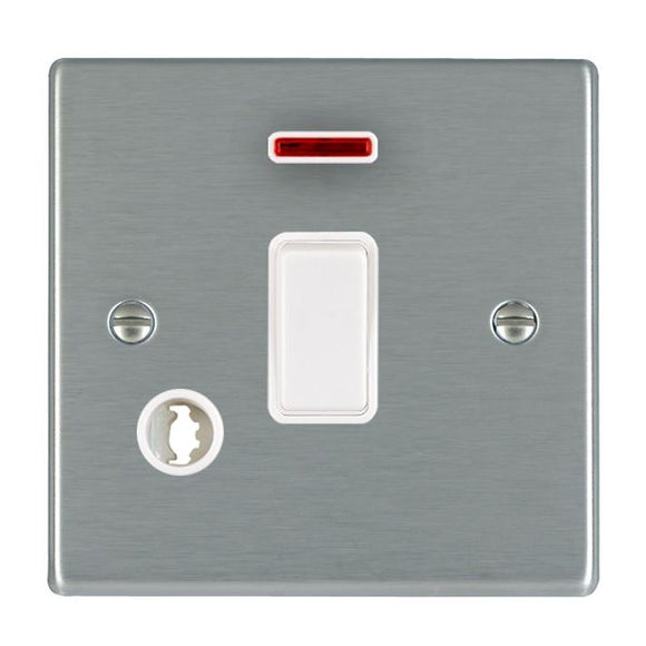 Hamilton 74DPNCWH-W Hartland Satin Steel 1 gang 20AX Double Pole Rocker and Neon and Cable Outlet White/White Insert