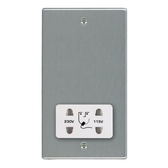Hamilton 74SHSW Hartland Satin Steel Shaver Dual Voltage Unswitched Socket (Vertically Mounted) White Insert