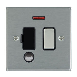 Hamilton 74SPNCSS-B Hartland Satin Steel 1 gang 13A Double Pole Fused Spur and Neon and Cable Outlet Satin Steel/Black Insert
