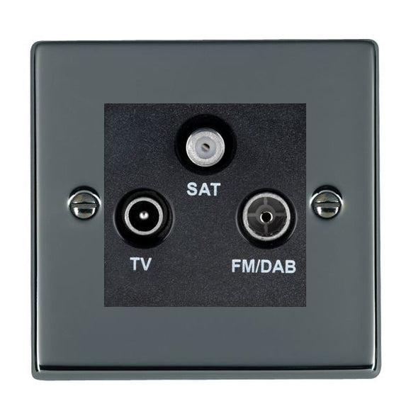 Hamilton 78DTRIDB Hartland Black Nickel Non-Isolated TV+FM+SAT Triplexer 1in/3out (DAB Compatible) Black Insert