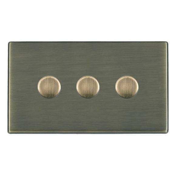 Hamilton 79C3X40 Hartland CFX Antique Brass 3x400W Resistive Leading Edge Push On-Off Rotary 2 Way Switching Dimmers Antique Brass Insert