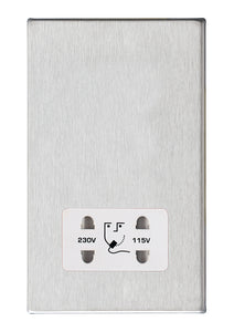 Hamilton 7G24SHSW Hartland G2 Satin Steel Shaver Dual Voltage Unswitched Socket (Vertically Mounted) White Insert