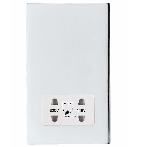 Hamilton 7G27SHSW Hartland G2 Bright Chrome Shaver Dual Voltage Unswitched Socket (Vertically Mounted) White Insert