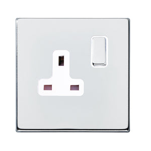 Hamilton 7G27SS1BC-W Hartland G2 Bright Chrome 1 gang 13A Double Pole Switched Socket Bright Chrome/White Insert