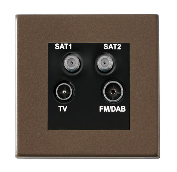 Hamilton 7G2RBDENTB Hartland G2 Richmond Bronze Non-Isolated TV+FM+SAT1+SAT2 Quadplexer 2in/4out (DAB Compatible) Black Insert