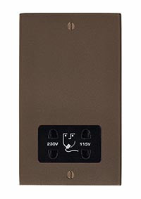 Hamilton 7RBSHSB Hartland Richmond Bronze Shaver Dual Voltage Unswitched Socket (Vertically Mounted) Black Insert