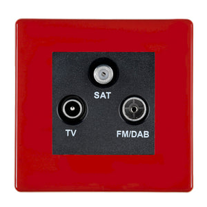 Hamilton 7RCDTRIDB Hartland CFX Colours Pillar Box Red Non-Isolated TV+FM+SAT Triplexer 1in/3out (DAB Compatible) Black Insert