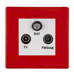 Hamilton 7RCDTRIDW Hartland CFX Colours Pillar Box Red Non-Isolated TV+FM+SAT Triplexer 1in/3out (DAB Compatible) White Insert