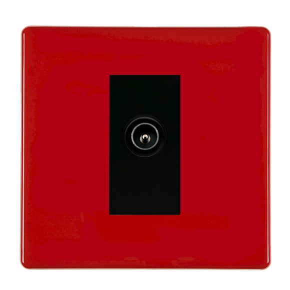 Hamilton 7RCDTVMB Hartland CFX Colours Pillar Box Red 1 gang Non-Isolated TV (Male) (DAB Compatible) Black Insert
