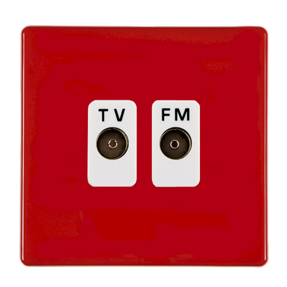 Hamilton 7RCTVFMW Hartland CFX Colours Pillar Box Red Isolated TV/FM Diplexer 1in/2out White Insert