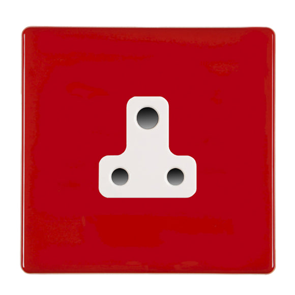Hamilton 7RCUS5W Hartland CFX Colours Pillar Box Red 1 gang 5A Unswitched Socket White Insert