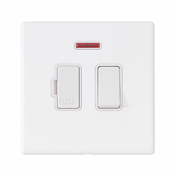 Hamilton 7WPCSPNWH-W Hartland CFX Primed White 1 gang 13A Double Pole Fused Spur and Neon White/White Insert