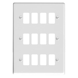Hamilton 8012GP Sheer Grid-IT Gloss White 12 Gang Grid Fix Aperture Plate with Grid Insert