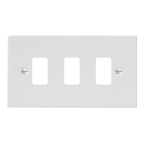 Hamilton 803GP Sheer Grid-IT Gloss White 3 Gang Grid Fix Aperture Plate with Grid Insert