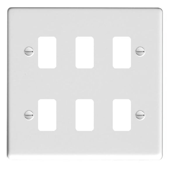 Hamilton 806GP Sheer Grid-IT Gloss White 6 Gang Grid Fix Aperture Plate with Grid Insert