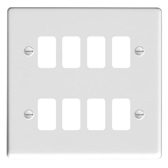 Hamilton 808GP Sheer Grid-IT Gloss White 8 Gang Grid Fix Aperture Plate with Grid Insert