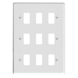 Hamilton 809GP Sheer Grid-IT Gloss White 9 Gang Grid Fix Aperture Plate with Grid Insert