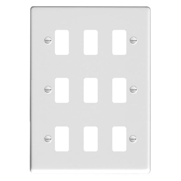 Hamilton 809GP Sheer Grid-IT Gloss White 9 Gang Grid Fix Aperture Plate with Grid Insert
