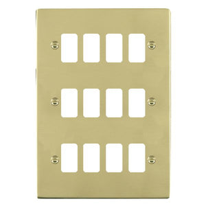 Hamilton 8112GP Sheer Grid-IT Polished Brass 12 Gang Grid Fix Aperture Plate with Grid Insert