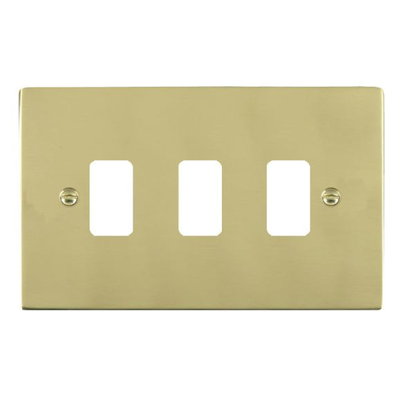Hamilton 813GP Sheer Grid-IT Polished Brass 3 Gang Grid Fix Aperture Plate with Grid Insert