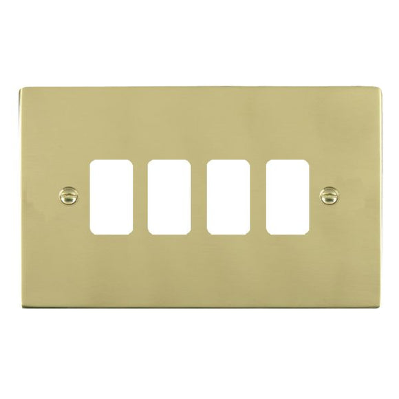 Hamilton 814GP Sheer Grid-IT Polished Brass 4 Gang Grid Fix Aperture Plate with Grid Insert