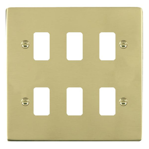 Hamilton 816GP Sheer Grid-IT Polished Brass 6 Gang Grid Fix Aperture Plate with Grid Insert