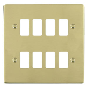 Hamilton 818GP Sheer Grid-IT Polished Brass 8 Gang Grid Fix Aperture Plate with Grid Insert