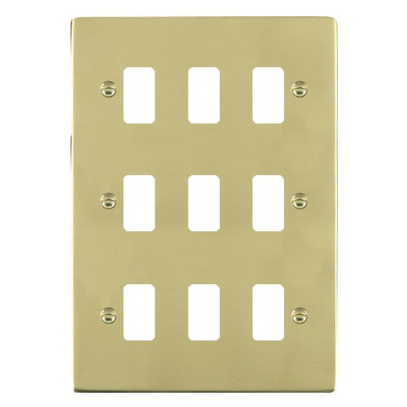 Hamilton 819GP Sheer Grid-IT Polished Brass 9 Gang Grid Fix Aperture Plate with Grid Insert