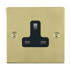 Hamilton 81US13B Sheer Polished Brass 1 gang 13A Unswitched Socket Black Insert